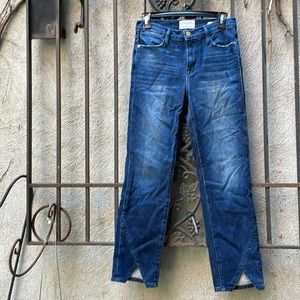 Frame Le High Straight Seascape Asymmetric Notch Hem Jeans